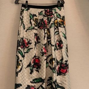 Kay Unger Patterned Skirt with Grosgrain waistband and metallic detail.
